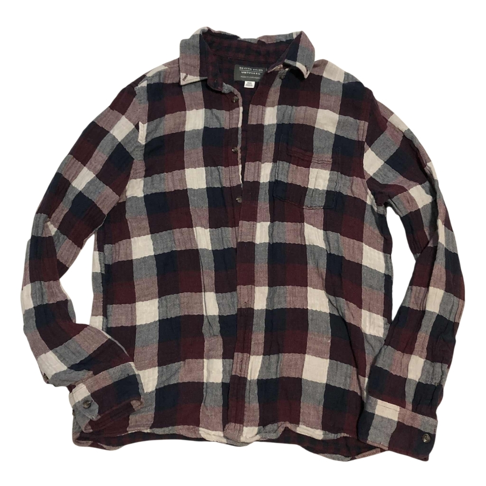 Denver Hayes Untucked Modern Fit 100% Cotton Plaid Shirt
